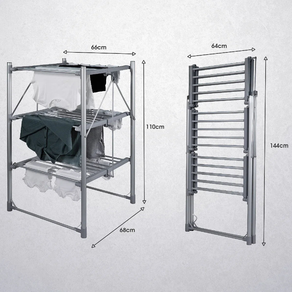 Abode AECRD2003 3 Tiered Foldable Electric Airer - Silver