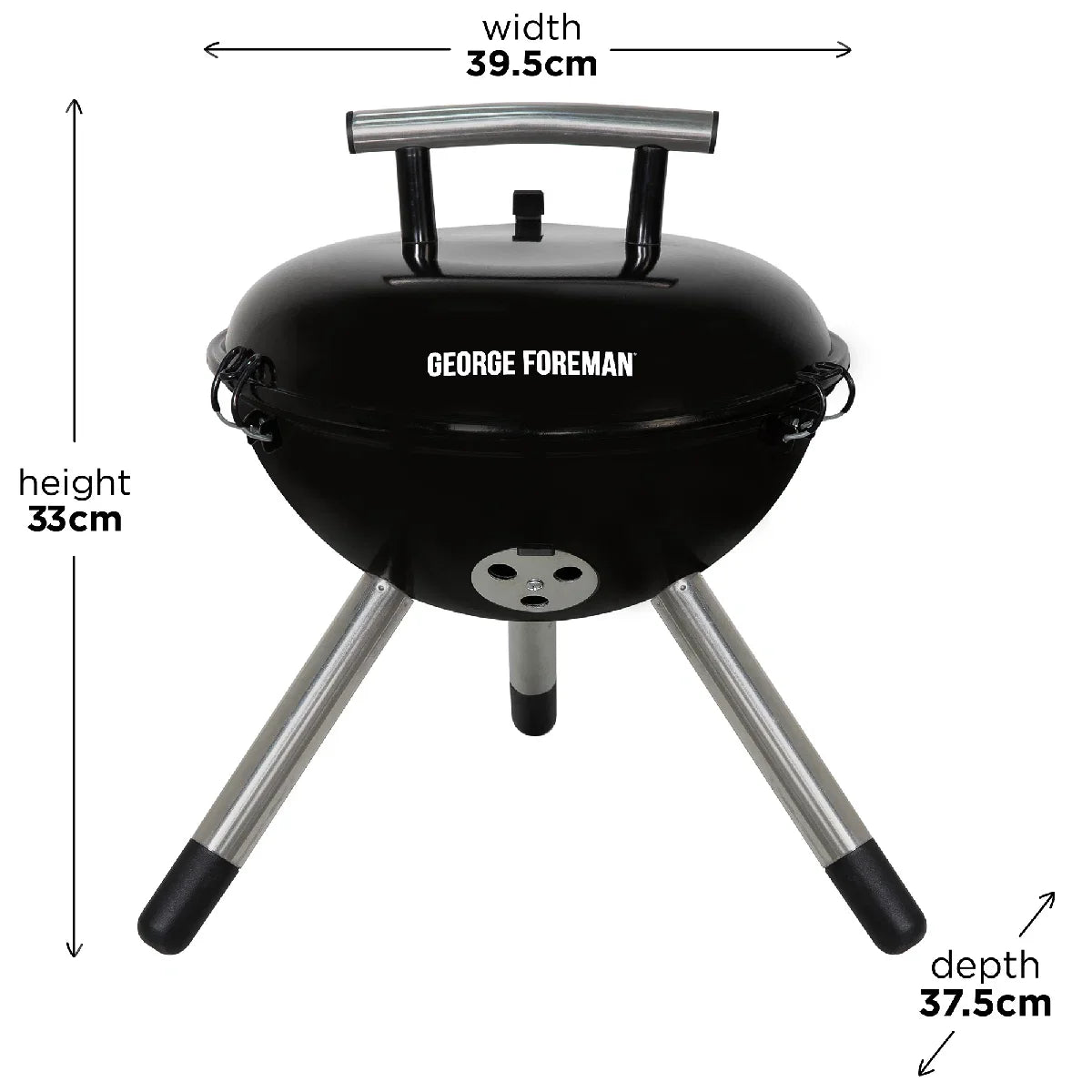 George Foreman GFPTBBQ1401B 14” Portable Charcoal BBQ Black