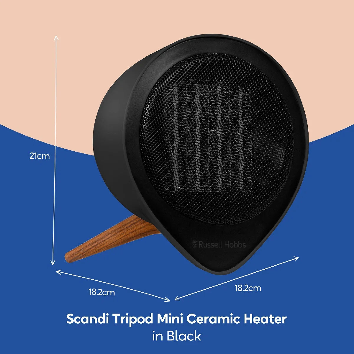 Russell Hobbs RHMCH1009B-SCA 1.5kw Tripod Mini Ceramic Heater in Black Scandi