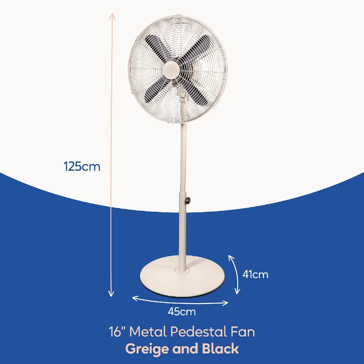 Russell Hobbs RHMPF1601GR 16” Metal Pedestal Fan in Greige