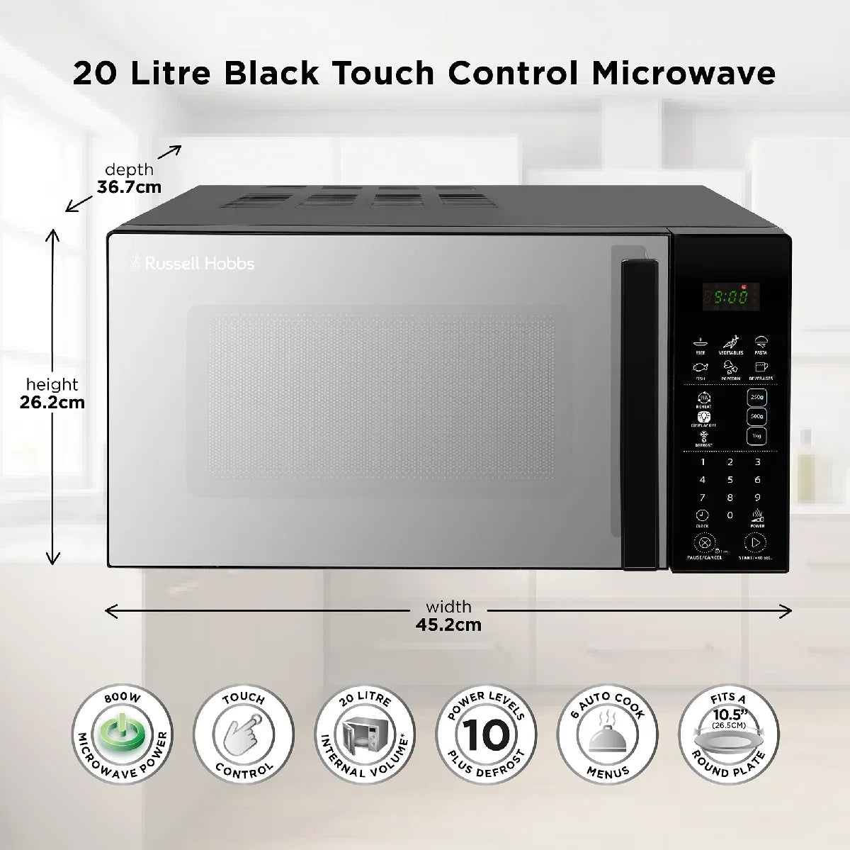 Russell Hobbs RHMT2004B 20L Touch Control Digital Microwave in Black