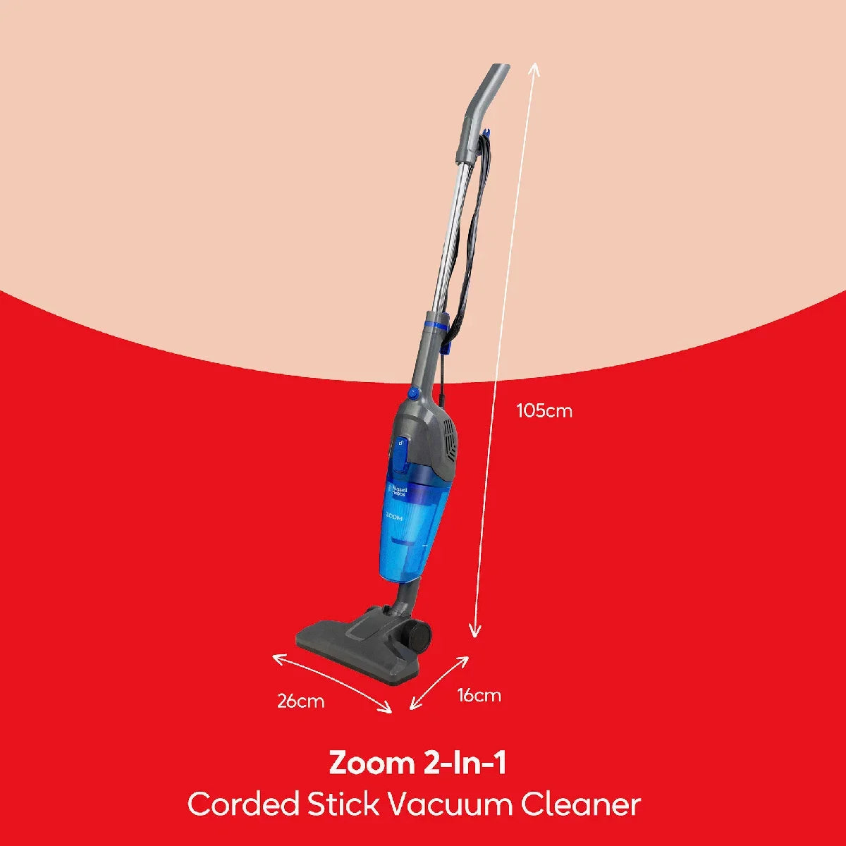 Russell Hobbs® RHSV1002 Zoom 2-in-1 Corded Stick Vacuum Cleaner in Black