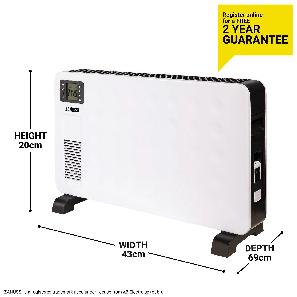 ZANUSSI ZCVH4002 Convection Heater with LCD Display 2.3KW, White