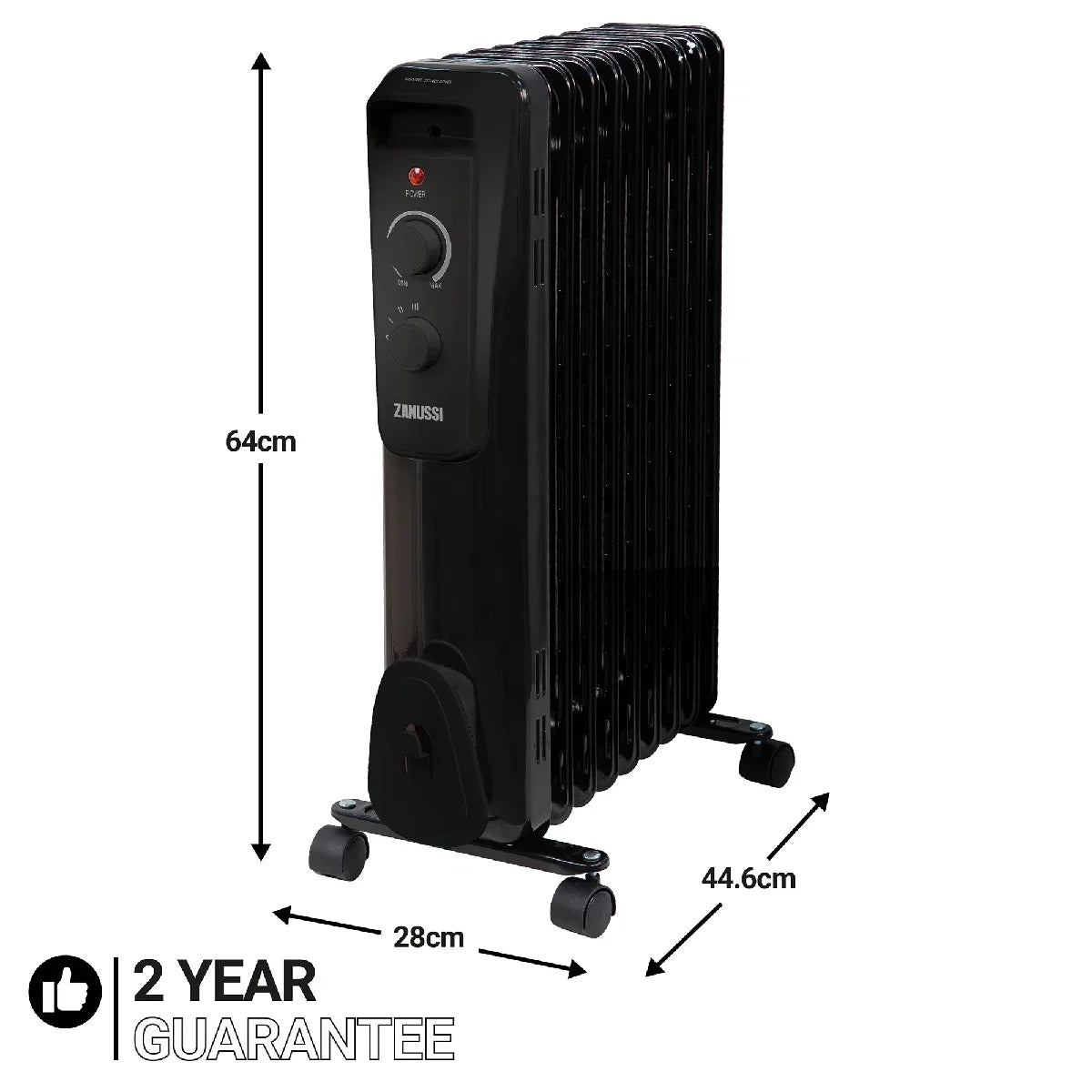 Zanussi ZOFR5004B 2kW 9 Fin Oil Filled Radiator – Black