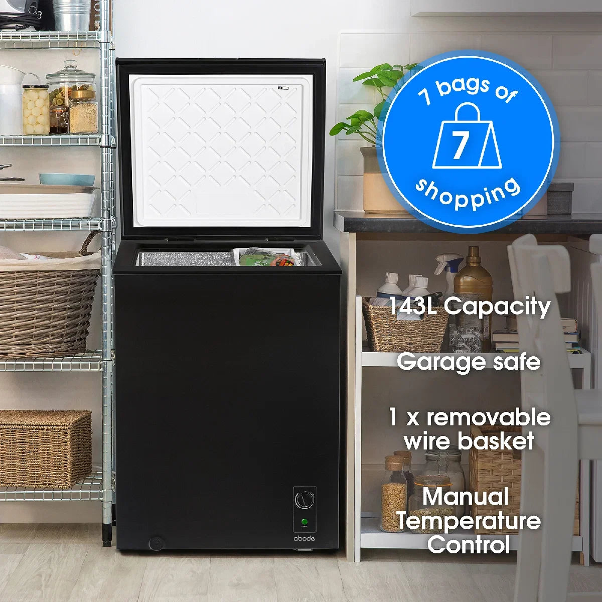 Abode A142CF0E1B 143L Chest Freezer - Black
