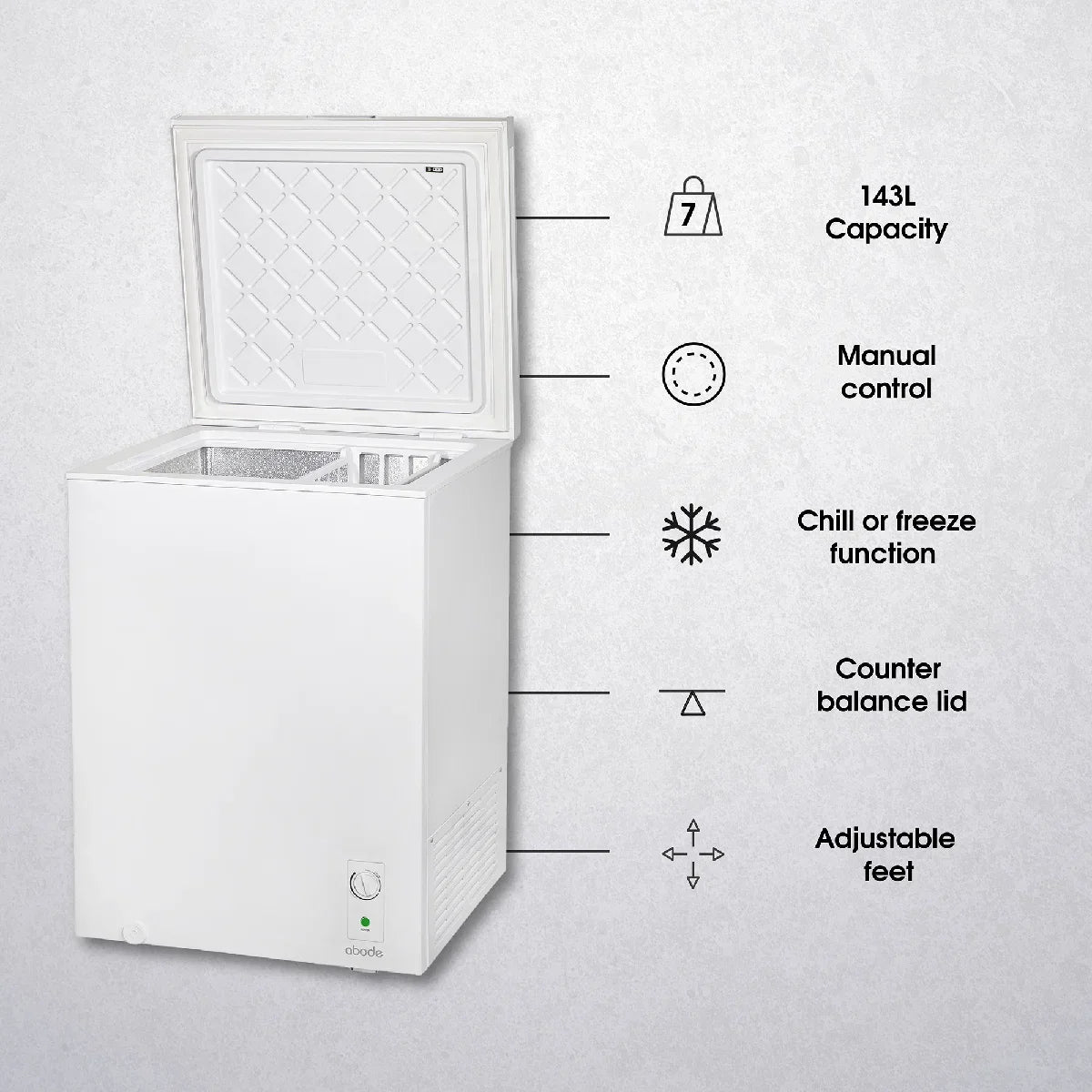 Abode A142CF0E1W 143L Chest Freezer - White