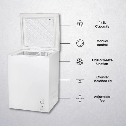 Abode A142CF0E1W 143L Chest Freezer - White