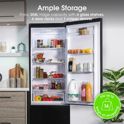 Abode A180FF541E1B, 288L 70/30 Static Fridge Freezer in Black