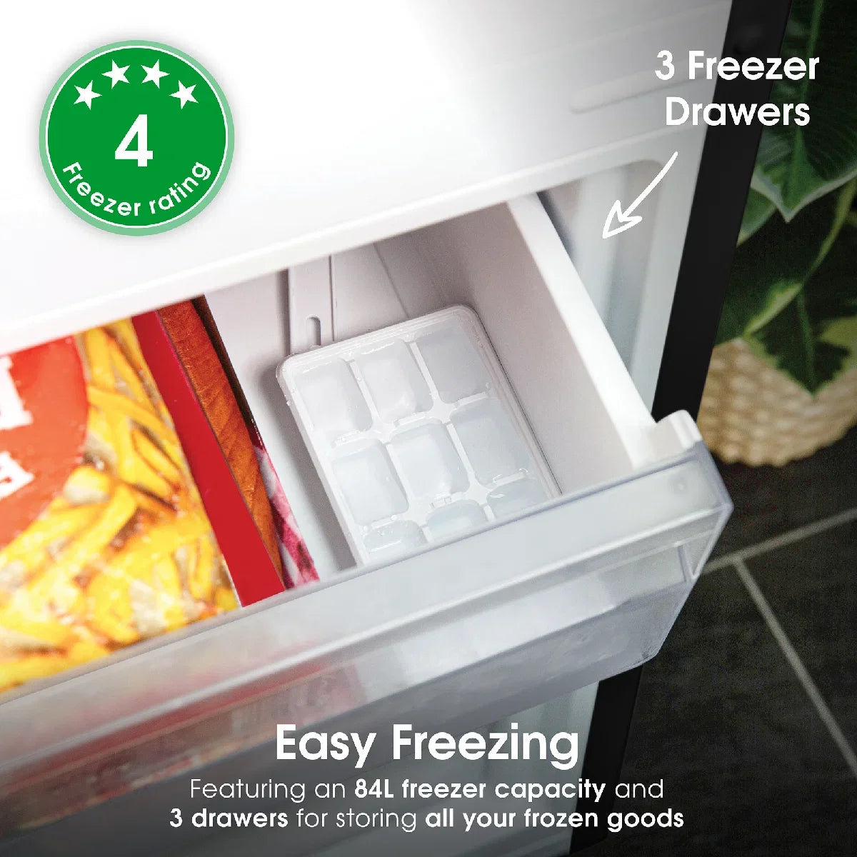Abode A180FF541E1B, 288L 70/30 Static Fridge Freezer in Black