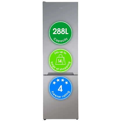 Abode A180FF541E1S, 288L 70/30 Static Fridge Freezer in Silver
