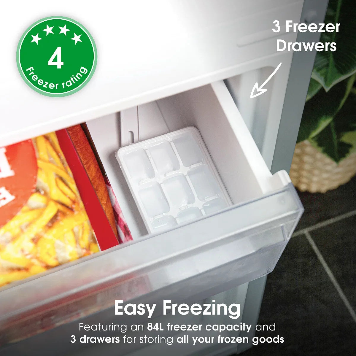 Abode A180FF541E1S, 288L 70/30 Static Fridge Freezer in Silver