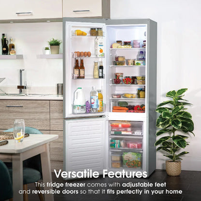 Abode A180FF541E1S, 288L 70/30 Static Fridge Freezer in Silver