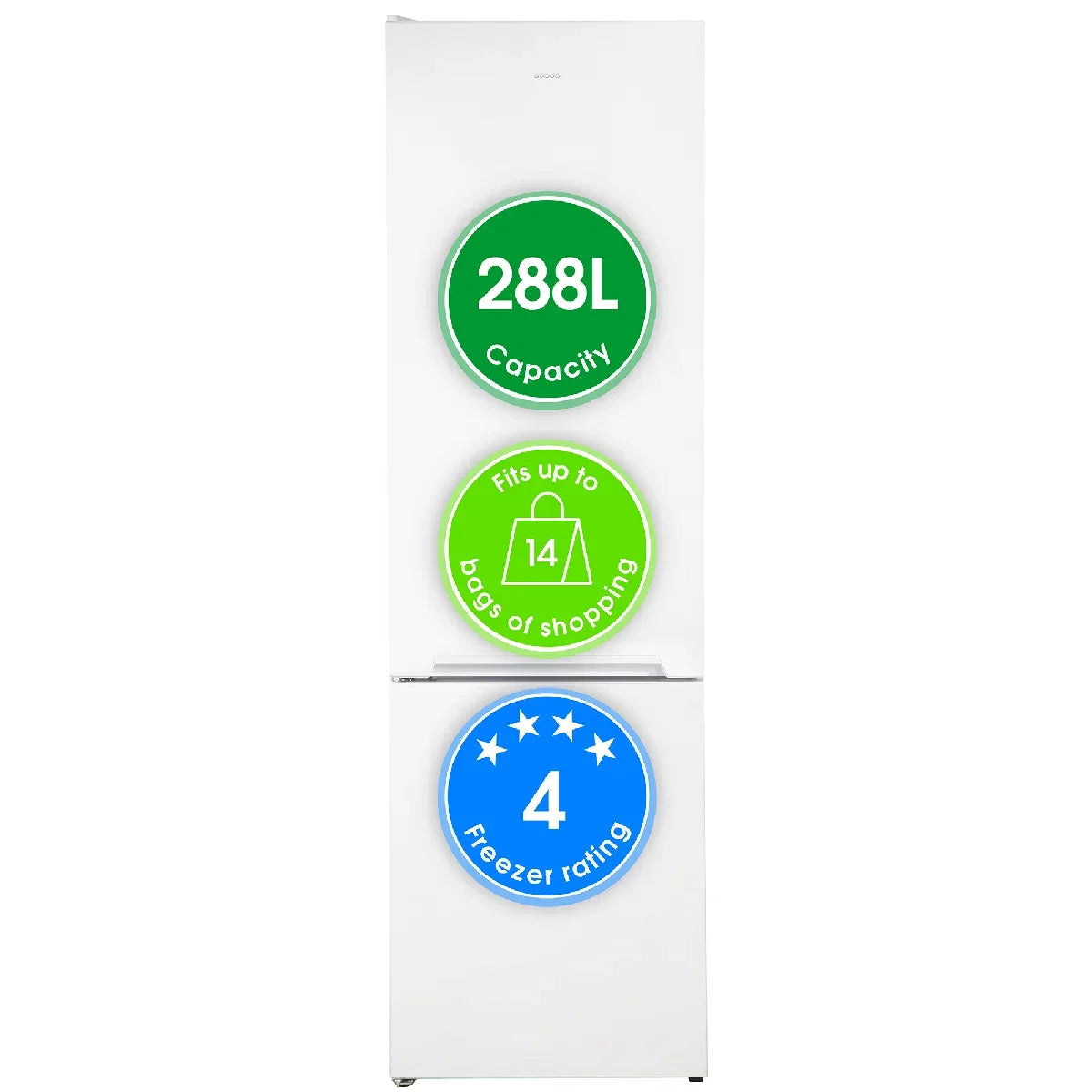 Abode A180FF541E1W, 288L 70/30 Static Fridge Freezer in White