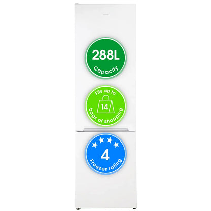 Abode A180FF541E1W, 288L 70/30 Static Fridge Freezer in White