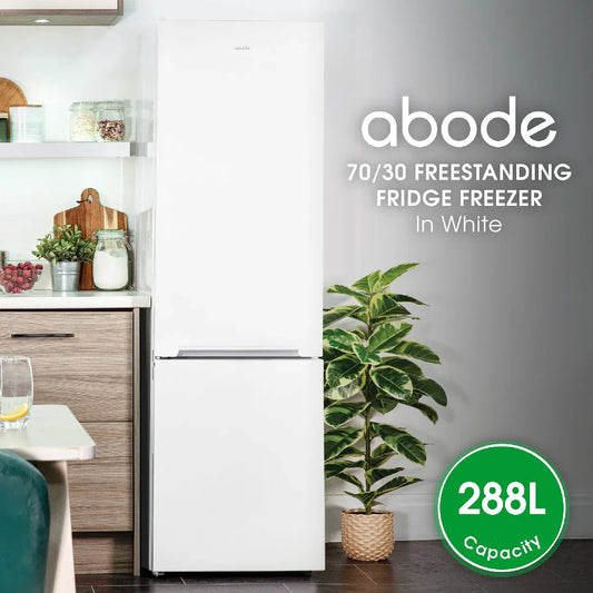 Abode A180FF541E1W, 288L 70/30 Static Fridge Freezer in White