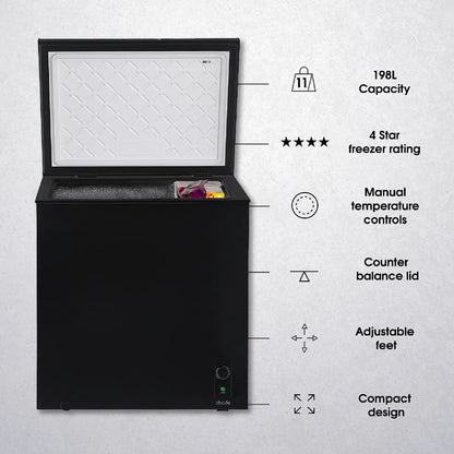 Abode A198CF0E1B 198L Chest Freezer in Black