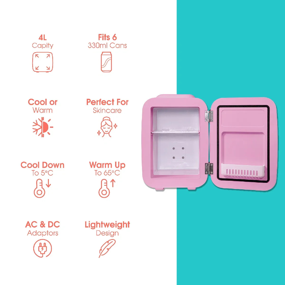 Abode, A4CLR201P, Retro 4L Cooler in Pink