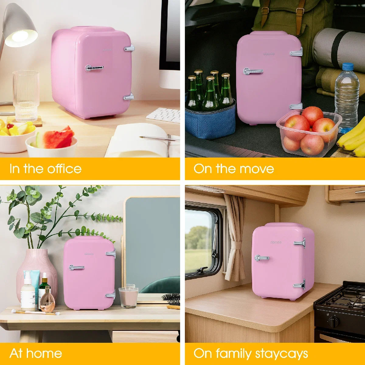 Abode, A4CLR201P, Retro 4L Cooler in Pink