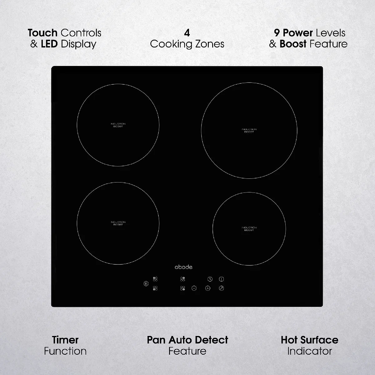 Abode A60IH301B, 60cm Integrated Induction Hob in Black