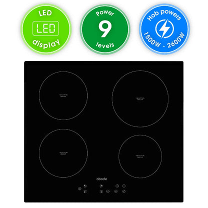 Abode A60IH301B, 60cm Integrated Induction Hob in Black
