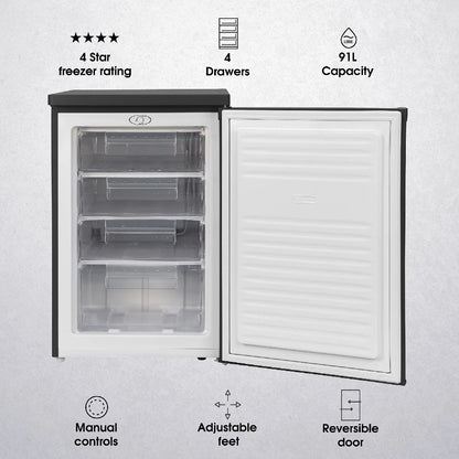 Abode A85UCFZ552E1B 55cm Undercounter Freezer - Black