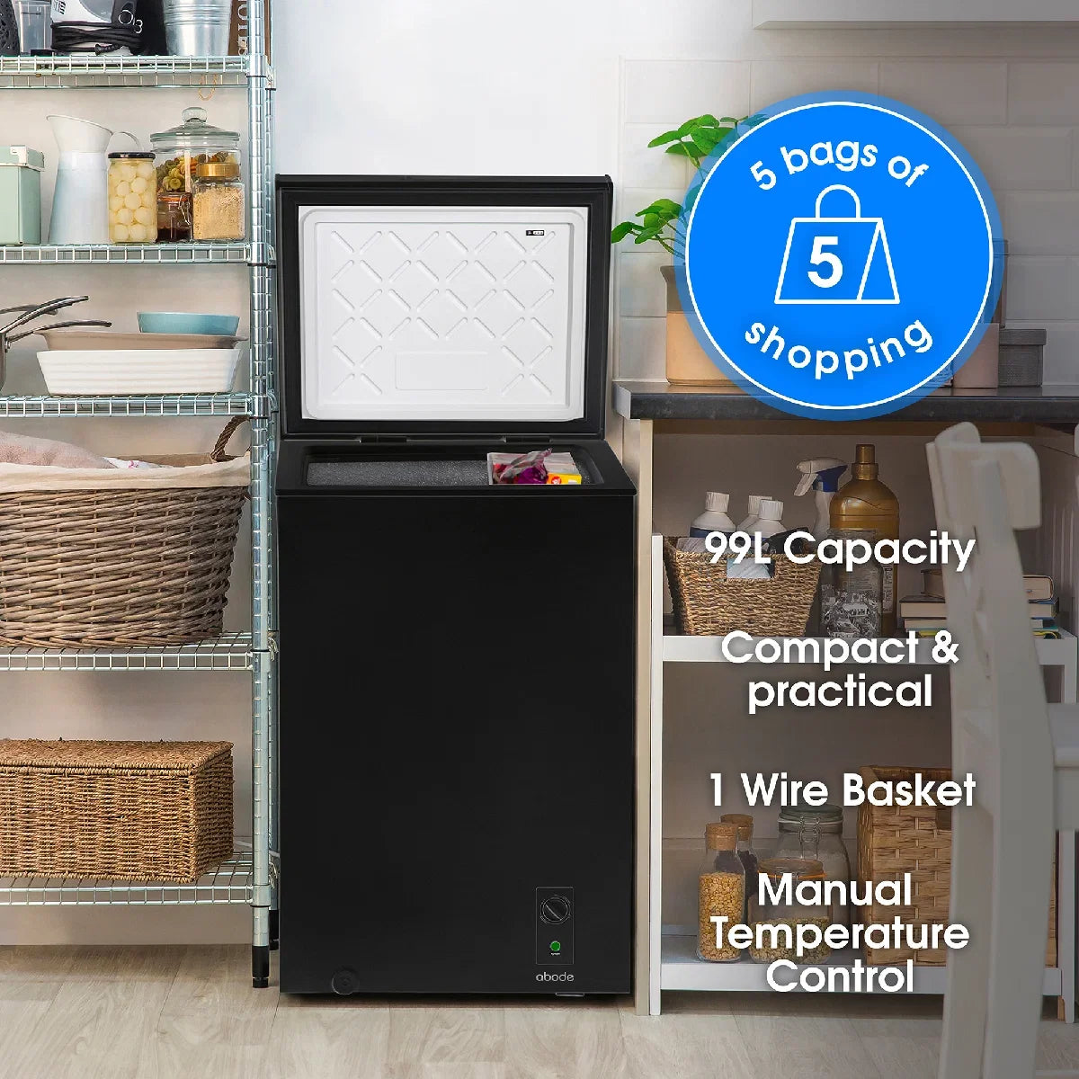 Abode A99CF0E1B 99L Chest Freezer - Black
