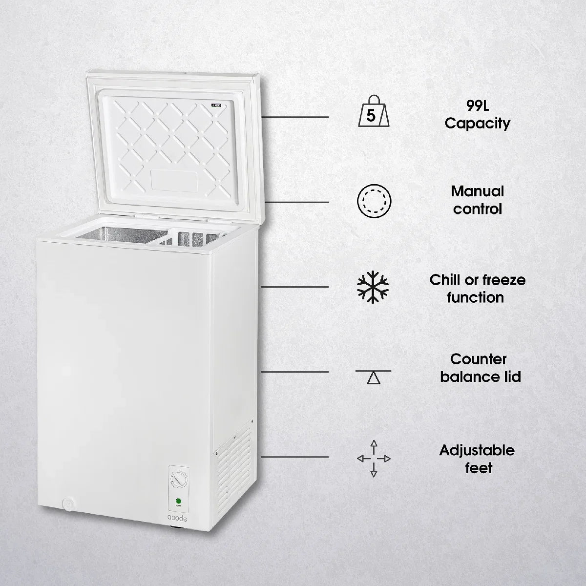 Abode A99CF0E1W 99L Chest Freezer - White