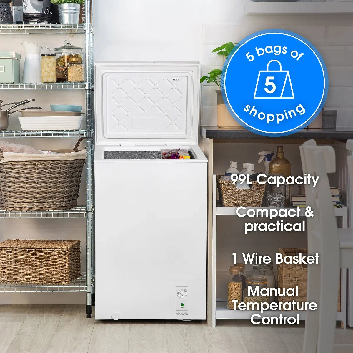 Abode A99CF0E1W 99L Chest Freezer - White