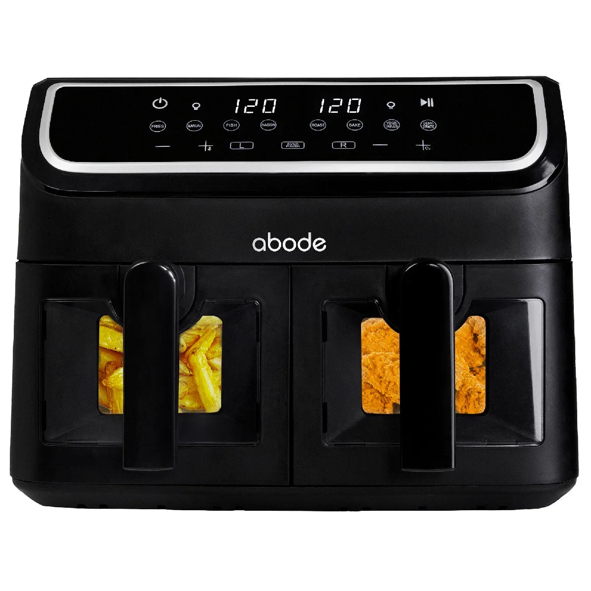 Abode AAF9000, 9L Touch Control Dual Drawer Air Fryer in Black