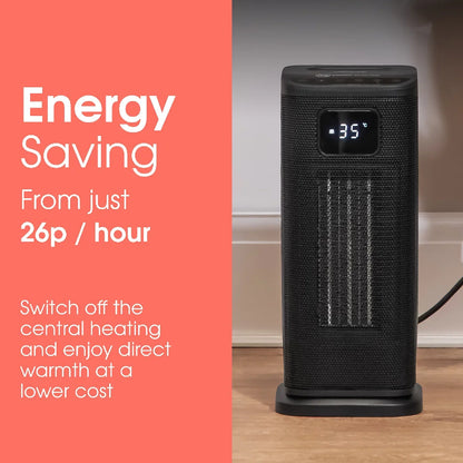Abode ACTH2005, Digital Ceramic Tower Heater with Touch Control & Remote in Black