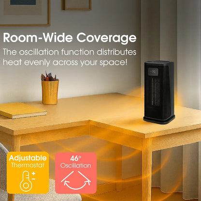 Abode ACTH2005, Digital Ceramic Tower Heater with Touch Control & Remote in Black