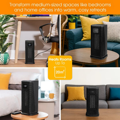 Abode ACTH2005, Digital Ceramic Tower Heater with Touch Control & Remote in Black