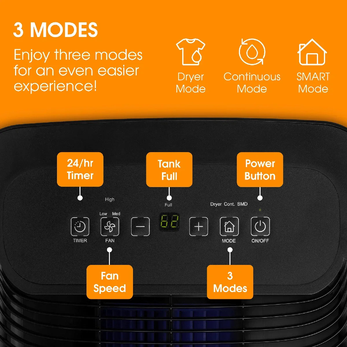 Abode ADH1601B, 16L Dehumidifier in Black