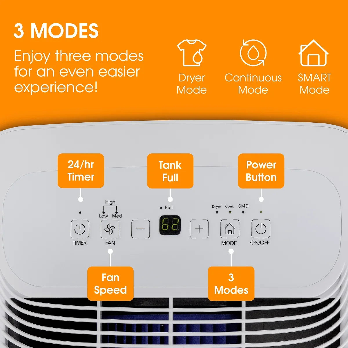 Abode ADH1601, 16L Dehumidifier in White