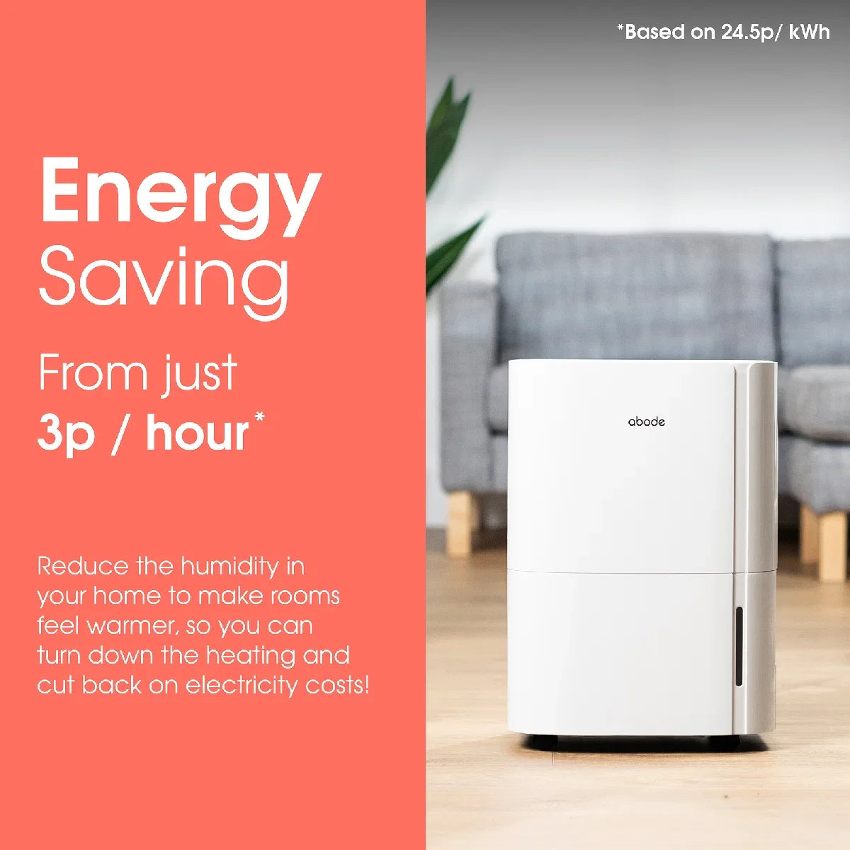 Abode ADH1601, 16L Dehumidifier in White