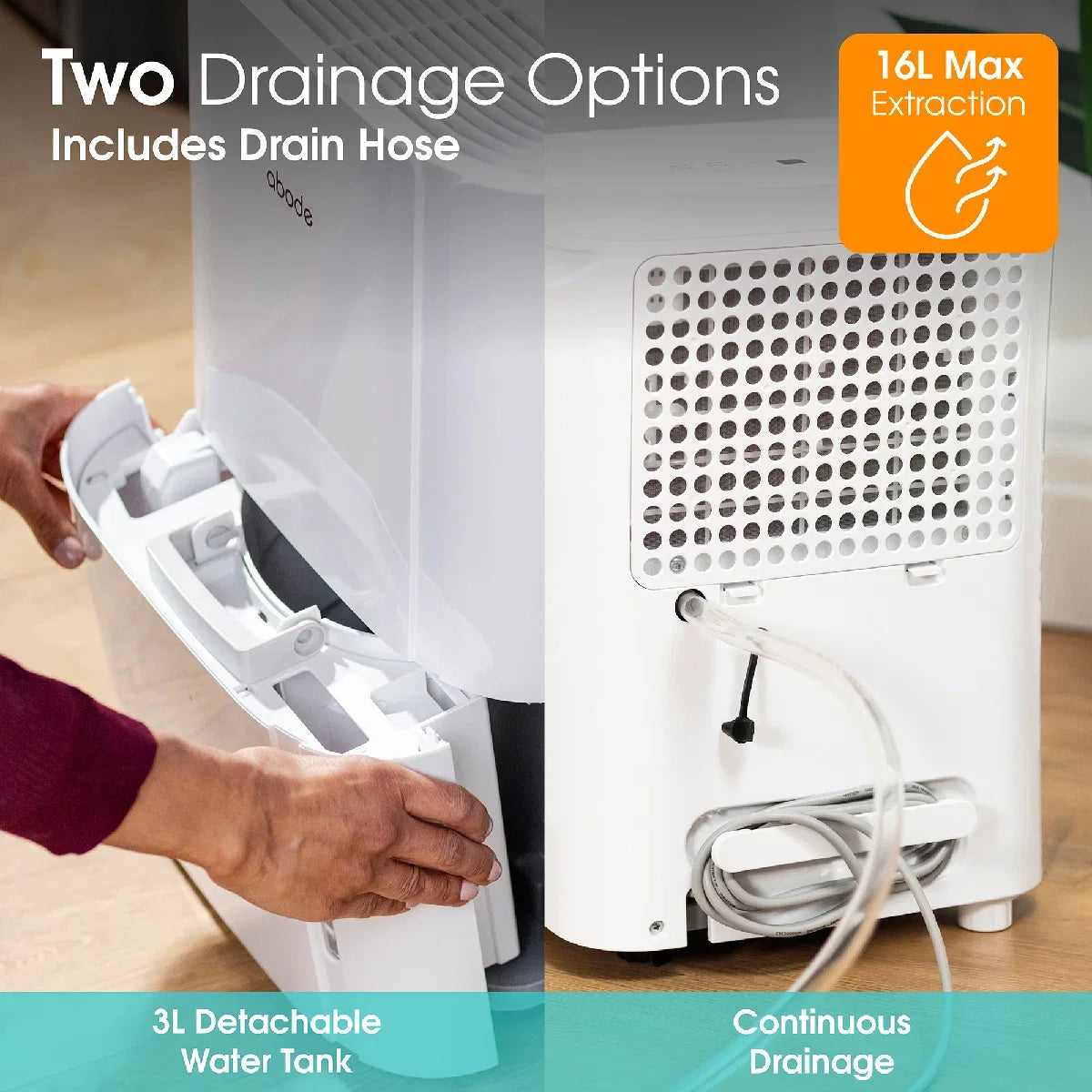 Abode ADH1601, 16L Dehumidifier in White