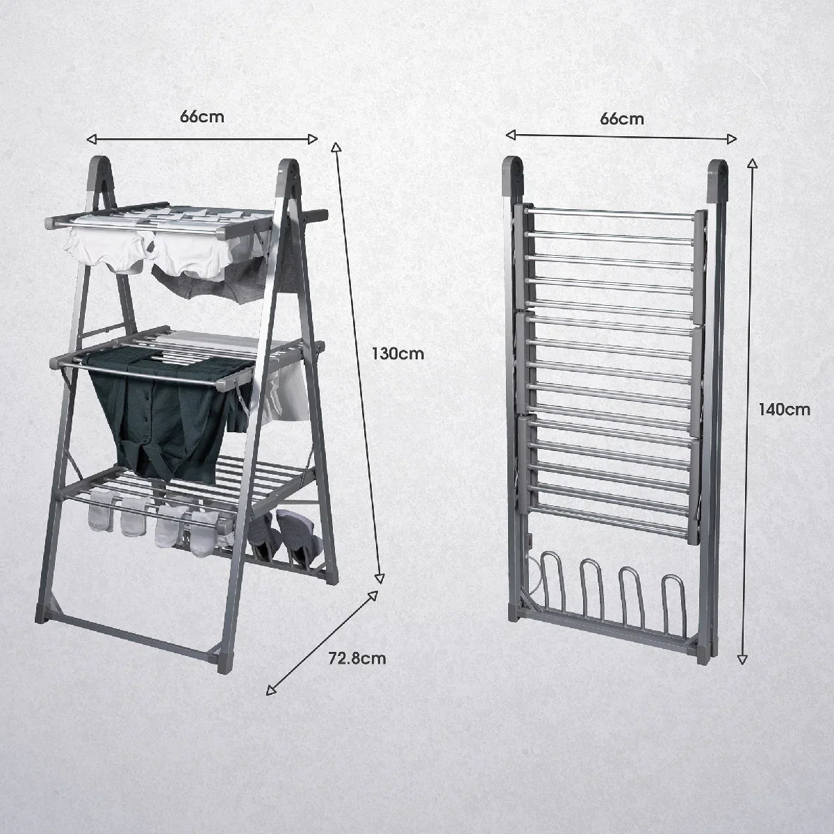 Abode AECRD2002 Electric Clothes Rack Dryer with Shoe Rails - Silver