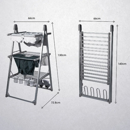 Abode AECRD2002 Electric Clothes Rack Dryer with Shoe Rails - Silver