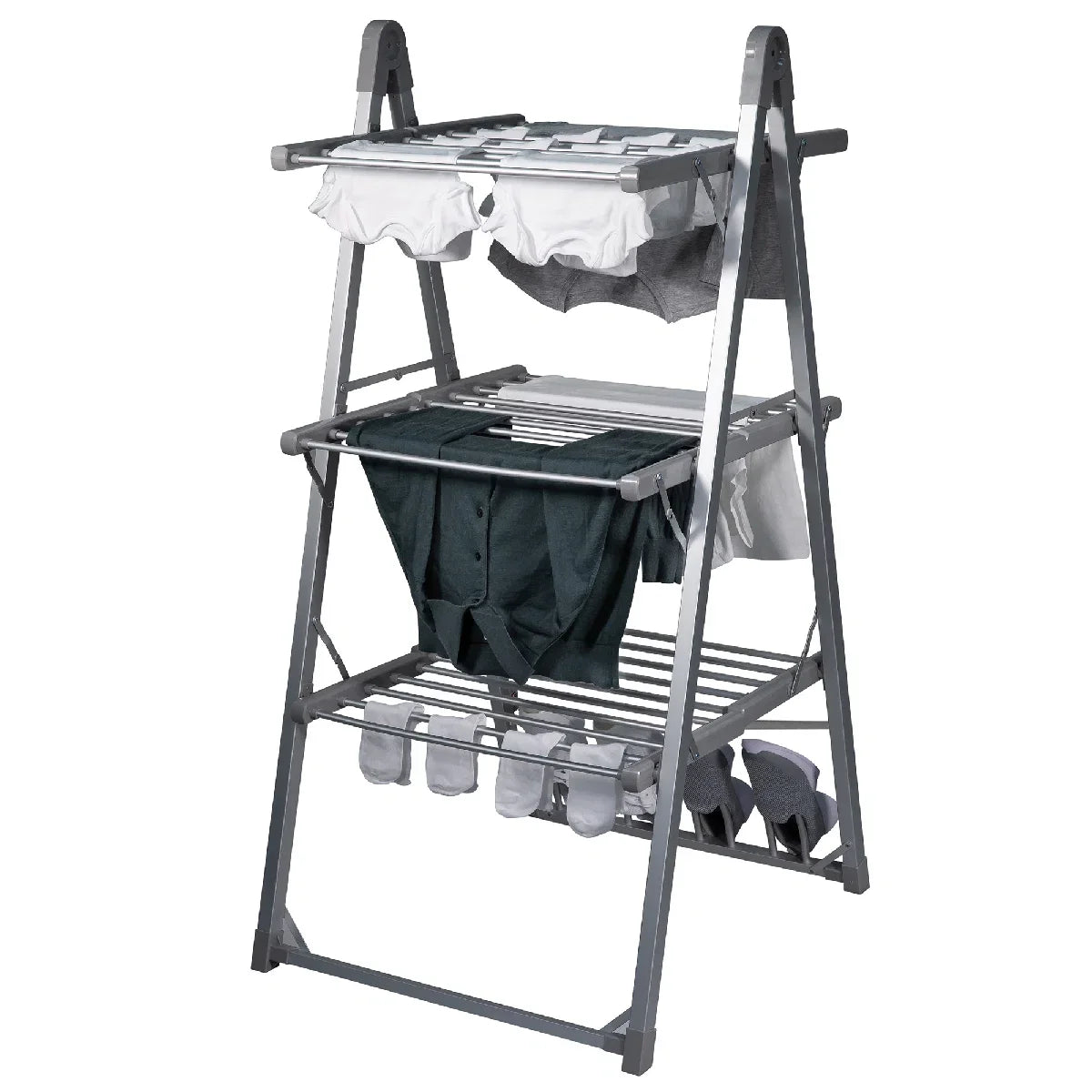 Abode AECRD2002 Electric Clothes Rack Dryer with Shoe Rails - Silver