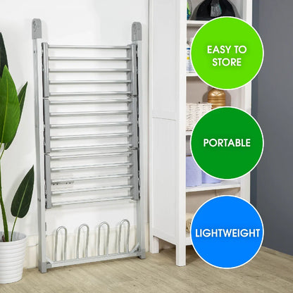 Abode AECRD2002 Electric Clothes Rack Dryer with Shoe Rails - Silver