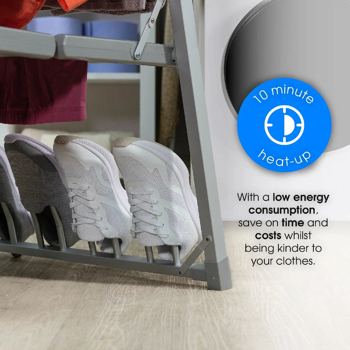 Abode AECRD2002 Electric Clothes Rack Dryer with Shoe Rails - Silver