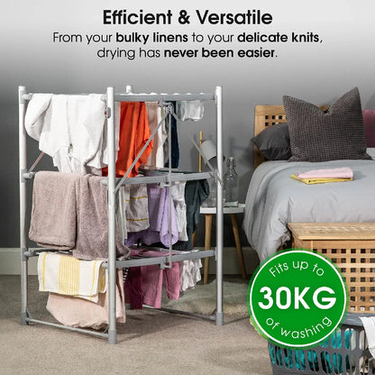 Abode AECRD2003 3 Tiered Foldable Electric Airer - Silver