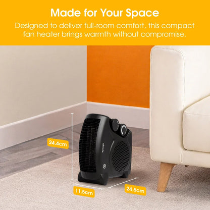 Abode AFH1001B, Horizontal and Vertical Fan Heater in Black