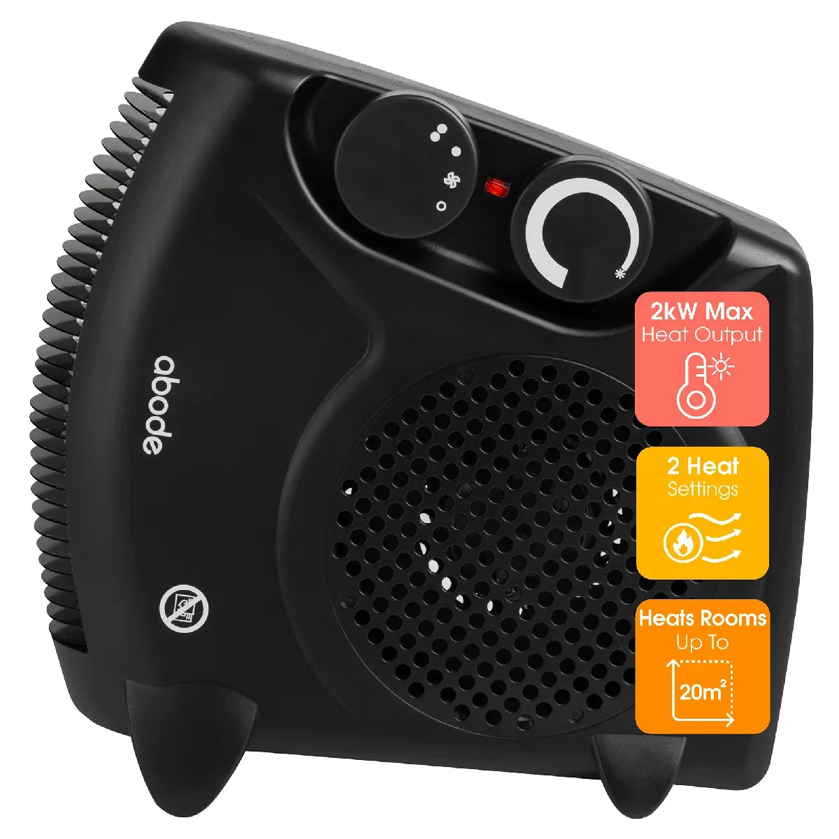 Abode AFH1001B, Horizontal and Vertical Fan Heater in Black