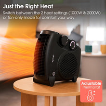 Abode AFH1001B, Horizontal and Vertical Fan Heater in Black