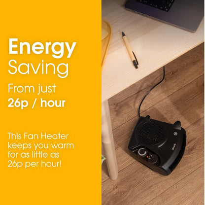 Abode AFH1001B, Horizontal and Vertical Fan Heater in Black
