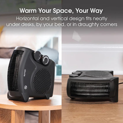 Abode AFH1001B, Horizontal and Vertical Fan Heater in Black