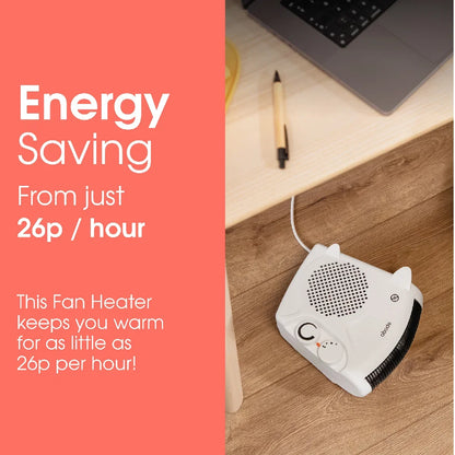 Abode AFH1001, Horizontal and Vertical Fan Heater in White