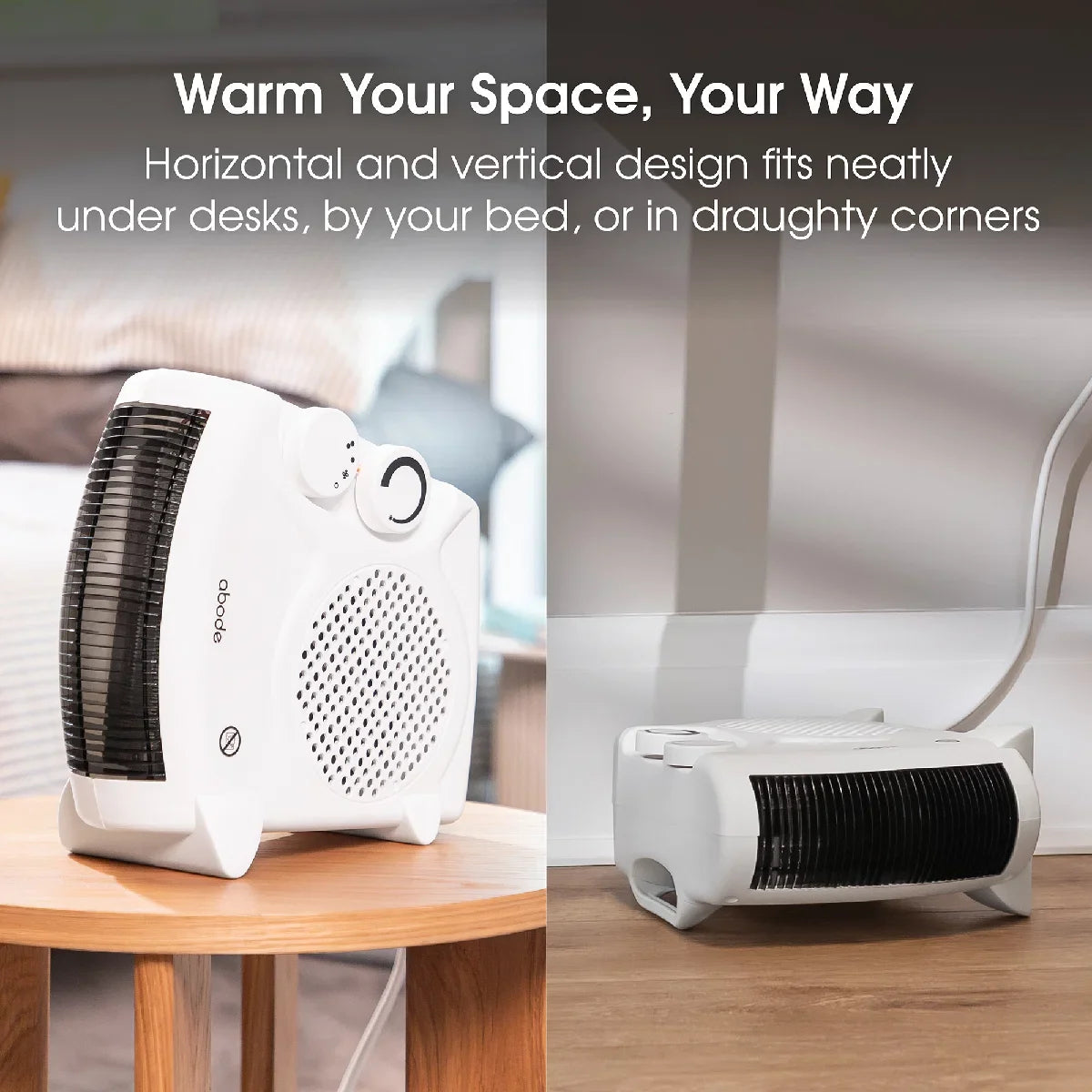 Abode AFH1001, Horizontal and Vertical Fan Heater in White