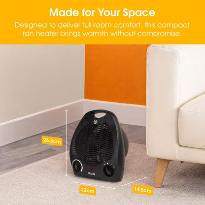 Abode AFH1002B 2kW Fan Heater in Black